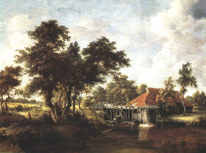 HOBBEMA, Meyndert Wooded Landscape with Water Mill wf Germany oil painting art